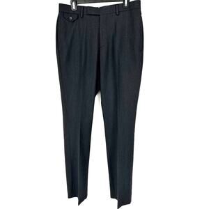 Cremieux Men's 100% Wool Dress Pants Sz 32x32 Dark Charcoal Gray Herringbone EUC
